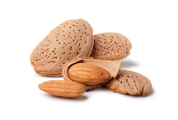 almonds isolated on the white background