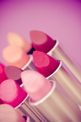 beauty and cosmetics: colorful lipsticks and lipgloss