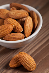 almonds isolated on the white background