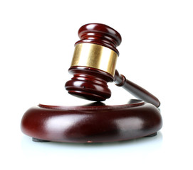 wooden gavel isolated on white