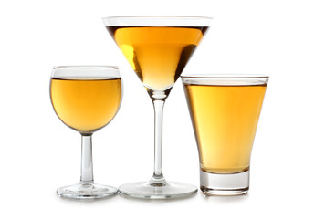 Glasses of yellow wine