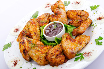 Chicken wings in the plate