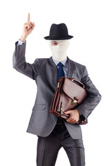 Man covered in medical bandages