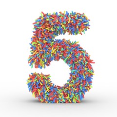 Texteffekt bunte Haare Zahl 5