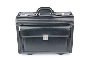 Black briefcase isolated on the white