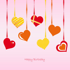 Hearts - Happy Birthday - Vector