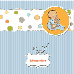 baby announcement card with little boy