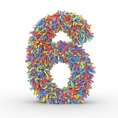 Texteffekt bunte Haare Zahl 6