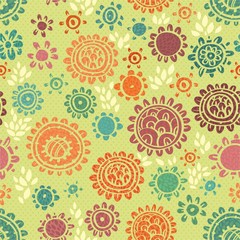 желтый бесшовный орнамент с цветами