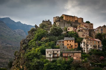 Deurstickers Hal Uitzicht op Corte, Corsica, Frankrijk