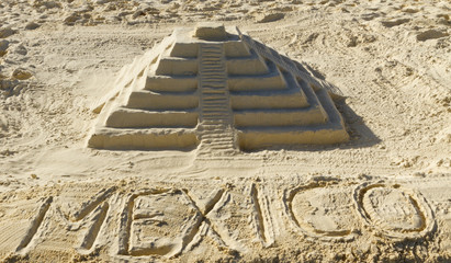 Sand sculpture of Chichen Itza, Mexico