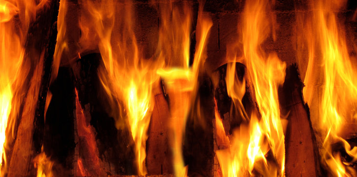 close up shot of fireplace and fire flame