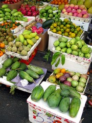 An assortment fruit on a market in Vietnam