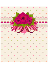 Vintage Flowers with lace ornaments on background. Vector