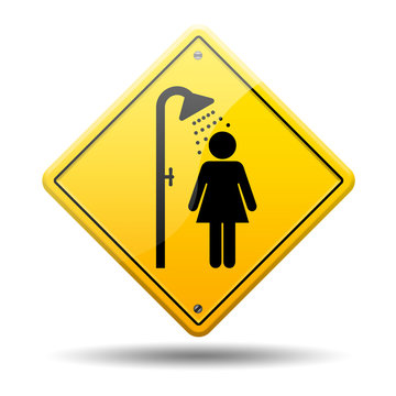Se&ntilde;al amarilla simbolo ducha femenino
