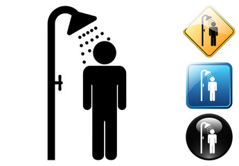 Male shower pictogram and icons
