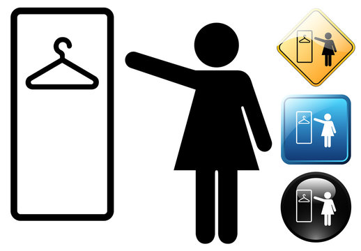 Wardrobe female pictogram and icons