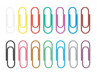 set of color paper clips vector illustration