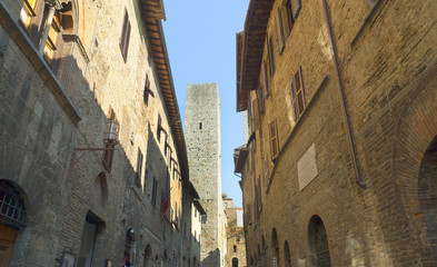 Backstreets in San Gimignano Tuscany Italy
