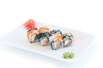 roll with different caviar