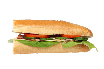 Long baguette sandwich with clipping path.
