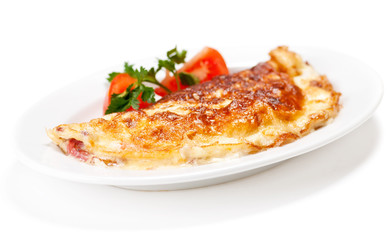 Omelet with herbs and tomatoes