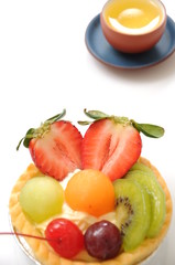 Fruit tart and Chinese tea