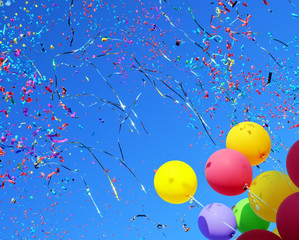 multicolored balloons and confetti © beerfan