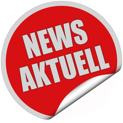 Sticker rot rund curl unten NEWS AKTUELL