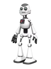 Papier Peint photo autocollant Robots Robot de dessin animé souriant blanc.