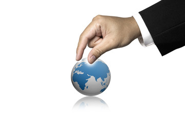 Hand holding the earth globe concept