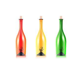 Assorted empty wine bottles