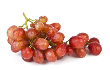 Red grapes on white background.