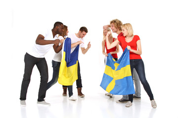 Obraz premium Gruppe von Fußballfans