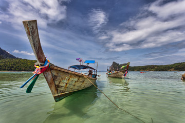 Longboats on Phi Phi Island  Thailand
