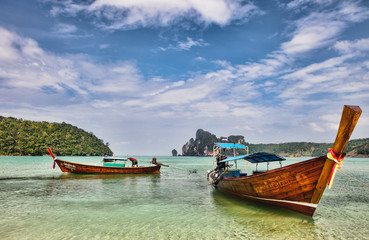 Longboats on Phi Phi Island  Thailand