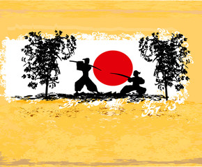 old paper with Samurai silhouette © diavolessa
