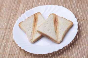 Fototapeta na wymiar Toasts in a dish