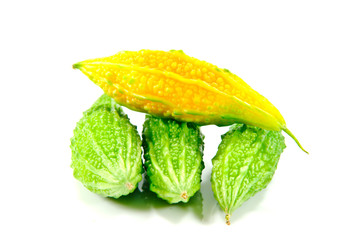 bitter melon on white background