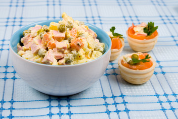 Russian traditional salad olivier