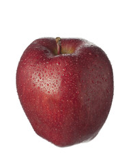 Plakat isolated fruit on white,a red apple with drops