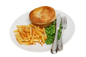 Pie chips and peas