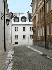 View towards the old town of Warsaw in Poland
