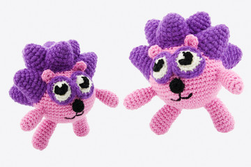 Two crochet hedgehogs.