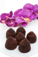 Truffle chocolates close up