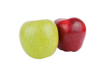 Two apples on a white background