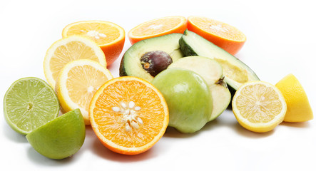 tropical fruits isolated on a white background.