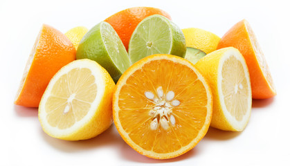 tropical fruits isolated on a white background.