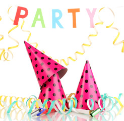 Party items isolated on white