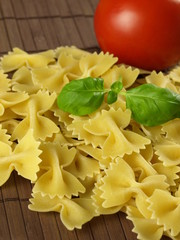 Raw farfalle pasta